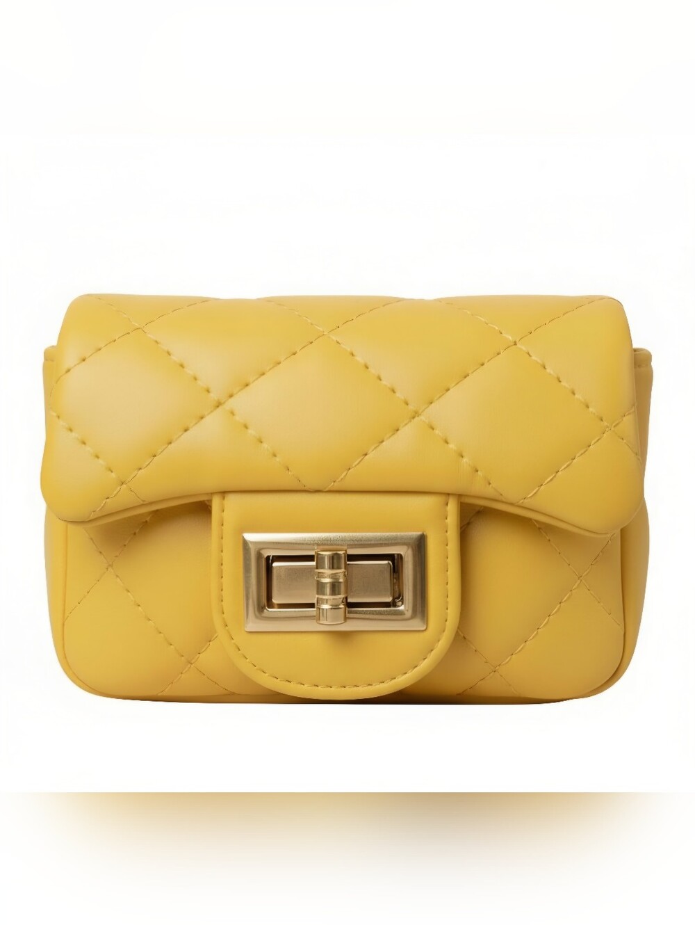 Girls Quilted Mini Crossbody Bag Yellow with Gold Chain Strap Small NWT
